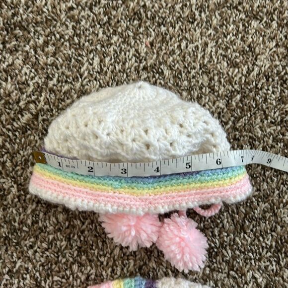 Handknit Crochet Baby Vintage Rainbow Sweater, Hat & Bootie Set - Picture 4 of 7